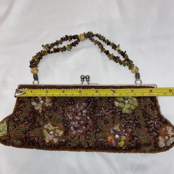 Vintage Handled Purse Handbag Victorian Style Genuine Black Onyx Carnelian - Picture 13 of 15